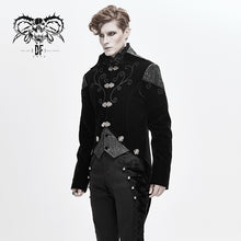 Load image into Gallery viewer, CT14001 vintage fastener gothic men black fake two pieces embroidered velvet jackets