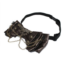 Load image into Gallery viewer, AS056 punk wedding metal chains brown women steampunk leather bow tie