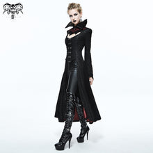 Load image into Gallery viewer, CT07302 Black and red floral high collar embroidered women dress coat