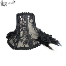 Load image into Gallery viewer, ECA003 Gothic accessory feather adjustable ribbons lace sexy women collar with rose flower