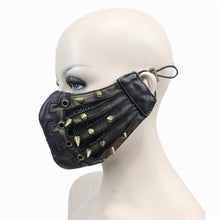 Load image into Gallery viewer, MK01502 bronze punk rock metallic sharp nails steampunk leather mask