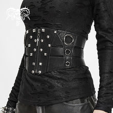 Load image into Gallery viewer, AS063 coarse grain leather fitted waist zipper up punk women belts