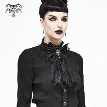 Load image into Gallery viewer, AS07301 black Gothic lace bow tie with diamonds