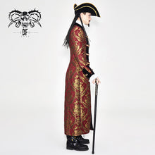 Load image into Gallery viewer, CT096 Pirate style red and gold jacquard gothic pattern men long coat