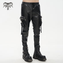 Load image into Gallery viewer, PT184 Men's side pockets metal decoration leather feet pants