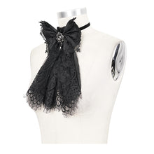 Load image into Gallery viewer, AS07301 black Gothic lace bow tie with diamonds