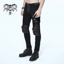 Load image into Gallery viewer, PT06702 biker Black and coffee steampunk metallic multi-bag men trousers