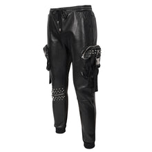 Load image into Gallery viewer, PT184 Men's side pockets metal decoration leather feet pants