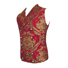 Load image into Gallery viewer, WT01303 devil fashion pirate costume Gothic patterned red and gold men short fitted waistcoats