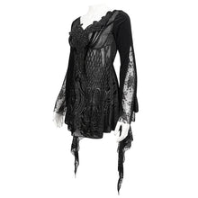 Load image into Gallery viewer, ETT027 Beaded collar lace appliqued Floral hip covered T-Shirt