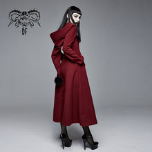 Load image into Gallery viewer, CT12602 daily life winter sexy women red gothic party woolen hooded long coat with fur
