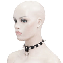 Load image into Gallery viewer, AS077 punk rock women spiked metal ring leather chocker
