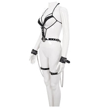 Load image into Gallery viewer, SX009 punk women Pentagram sexy belt underwear with t-back and leather handcuffs