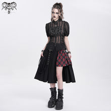 Load image into Gallery viewer, SKT082 daily life young girls fake 2 pieces black and red Scottish plaid overskirt with adjust loops
