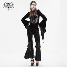 Load image into Gallery viewer, EPT01401 Black Gothic velveteen embossed flared pants
