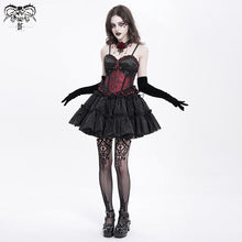 Load image into Gallery viewer, CST00802 Sexy Women Gothic Lace Up Rose Jacquard Pleated Suspender Corset
