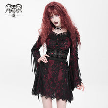 Load image into Gallery viewer, SKT24502 Red floral Lace Long Sleeve Gothic Dress
