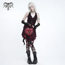 Load image into Gallery viewer, AS31502 Red Punk-style glossy bag with heart and bow details
