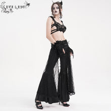 Load image into Gallery viewer, EPT018 Sexy women stage performance mesh Gothic mid-rise flared pants
