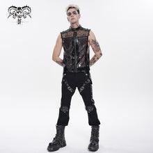Load image into Gallery viewer, WT107 Punk Tree-Patterned Mesh &amp; Patent Leather Vest
