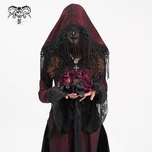 Load image into Gallery viewer, CT24702 Red Women Gothic long hooded long sleeve lace coat
