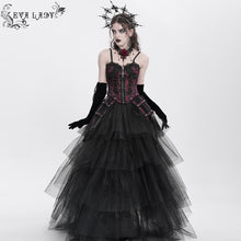 Load image into Gallery viewer, ECST00802 red Gothic fringed iris one-piece bustle corset for women

