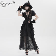 Load image into Gallery viewer, ESKT082 Gothic Branch-Embroidered Chiffon Long Cardigan Dress

