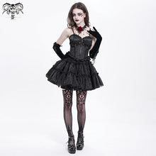 Load image into Gallery viewer, CST00801 Gothic Lace Up Rose Jacquard Pleated Suspender Corset
