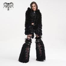 Load image into Gallery viewer, AS191 Punk black coffin fur women leg warmers with loops

