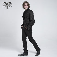 Load image into Gallery viewer, SHT01001 Paisley jacquard shining black rose lace cuff gothic men shirts with bow tie
