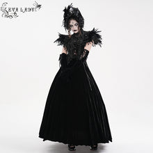 Load image into Gallery viewer, ECA018 Gothic Rose Embossed Velvet Feather Collar
