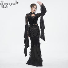 Load image into Gallery viewer, ESKT04401 Black Gothic high waist fishtail skirt
