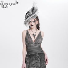 Load image into Gallery viewer, EAS02401 Grey and White Half-rimmed feather flower headband straw hat
