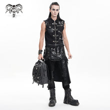 Load image into Gallery viewer, WT091 Asymmetric Twill and Leather Punk Vest
