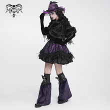 Load image into Gallery viewer, AS308 Black and purple fox fur mid-length plush leg warmers
