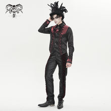 Load image into Gallery viewer, SHT15802 Black and Red Gothic-Style Long-Sleeve Shirt with Branch Pattern
