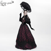 Load image into Gallery viewer, ESKT062 Burgundy rose jacquard fabric dress
