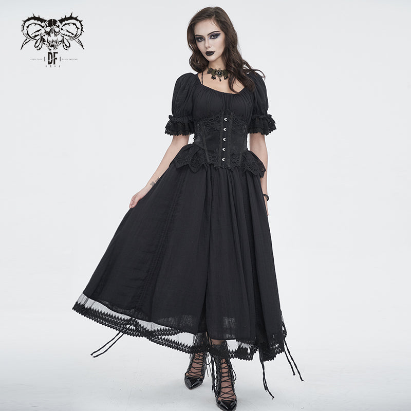 SKT194 Gothic gathered-front tunic dress