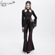 Load image into Gallery viewer, EVA LADY ETT04102 Gothic shiny velvet halterneck long-sleeved T-shirt
