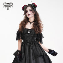 Load image into Gallery viewer, AS196 Black and red gothic party cosplay Devil Rose Horn Hairpin Headband
