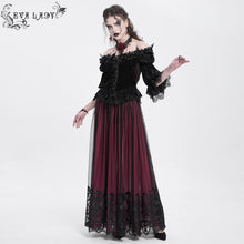 Load image into Gallery viewer, ESKT05602 red Gothic floral embroidered skirt

