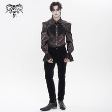 Load image into Gallery viewer, SHT15702 Wine Two-Tone Woven Long-Sleeve Gothic Shirt
