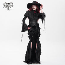 Load image into Gallery viewer, SKT23601 Black Gothic embossed velvet fishtail skirt
