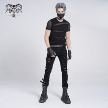 Load image into Gallery viewer, PT040 daily life wear men metallic punk broken holes trousers with loops
