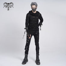 Load image into Gallery viewer, TT084 punk men ripped finger covered autumn hooded black top
