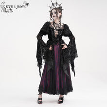 Load image into Gallery viewer, ESKT05202 GOTHIC Chest V-neck long-sleeved jacquard mesh dress
