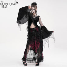 Load image into Gallery viewer, ETT039 Gothic Women Velvet and Burnt-out Mesh Long Sleeve T-Shirt
