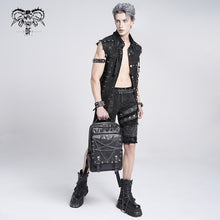 Load image into Gallery viewer, AS208 Punk inverted five-pointed star leather backpack
