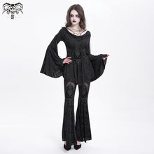 Load image into Gallery viewer, PT272 Hollow out Thigh mesh flocked flared trousers

