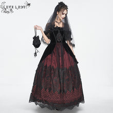 Load image into Gallery viewer, ESKT04502 Black and red Gothic suspender dress
